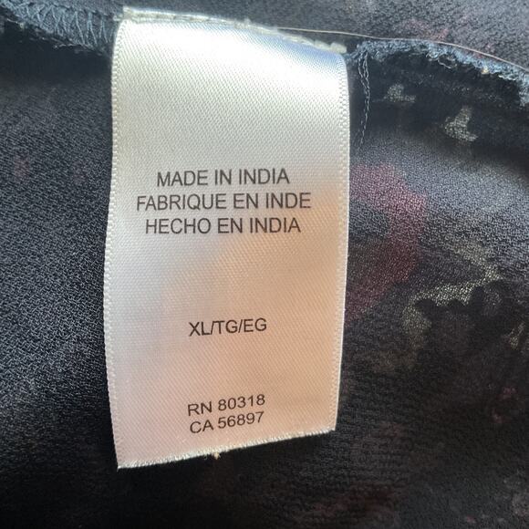 Lucky Brand Boho Floral Paisley Long Sleeve V Neck Lined Lightweight Dress XL - Picture 5 of 8